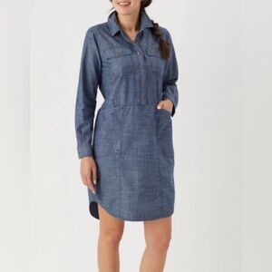 DULUTH Trading Co Chambray Shirt Dress M medium Rootstock Denim Blue 
NWT